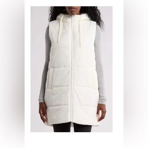 NWT Zella Longline Puffer Vest - Ivory White